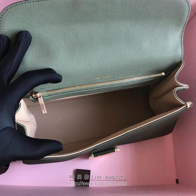 DELVAUX女包 德爾沃Brillant系列 原粒Togo皮革 德爾沃女手提包 DS0028三拼綠 中號 Delvaux單肩包  fcs1175